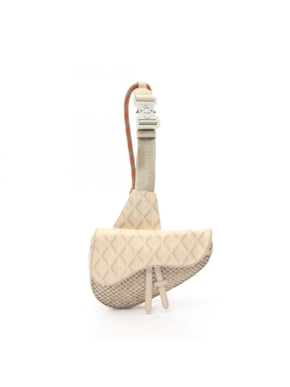 Dior Saddle Waist Bag Nautique CD Diamond Ivory Beige Brown Leather